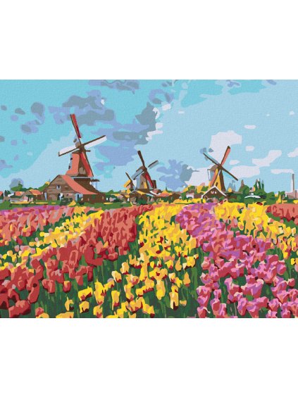 Diamantové maľovanie - AMSTERDAMSKÉ MLYNY (Rámovanie bez rámu a bez vypnutia plátna, Rozmer 40x50 cm)
