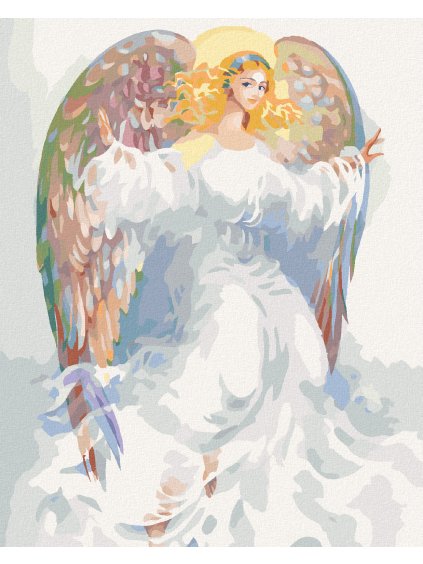 Diamantové maľovanie - ANJEL S FAREBNÝMI KRÍDLAMI (Rámovanie bez rámu a bez vypnutia plátna, Rozmer 40x50 cm)
