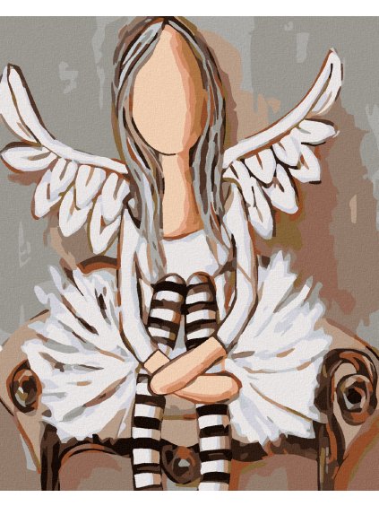 Diamantové maľovanie - ANJEL S PRUHOVANÝMI PANČUCHAMI (Rámovanie bez rámu a bez vypnutia plátna, Rozmer 40x50 cm)