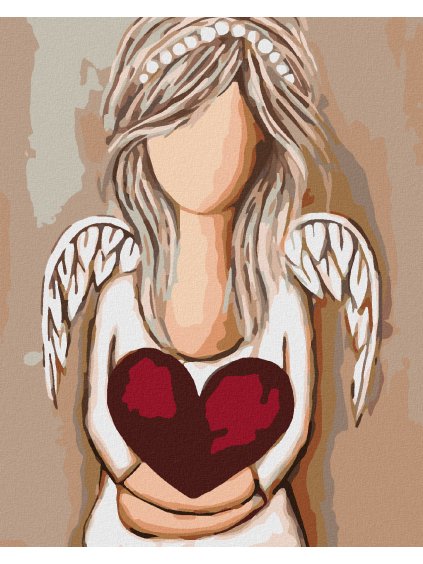 Diamantové maľovanie - ANJEL S VEĽKÝM SRDCOM (Rámovanie bez rámu a bez vypnutia plátna, Rozmer 40x50 cm)