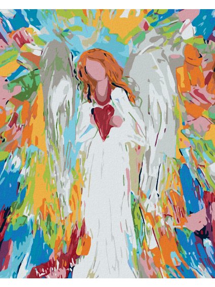 Diamantové maľovanie - ANJEL SO SRDCOM (Rámovanie bez rámu a bez vypnutia plátna, Rozmer 40x50 cm)