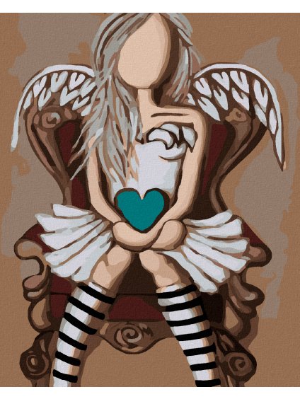 Diamantové maľovanie - ANJEL SO SRDCOM NA RUKE (Rámovanie bez rámu a bez vypnutia plátna, Rozmer 40x50 cm)