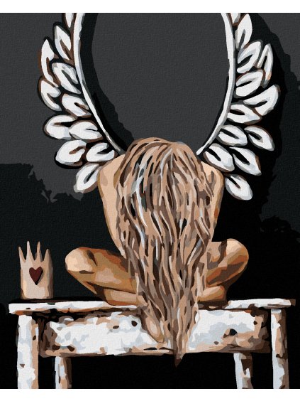 Diamantové maľovanie - ANJEL V BOLESTI (Rámovanie bez rámu a bez vypnutia plátna, Rozmer 40x50 cm)