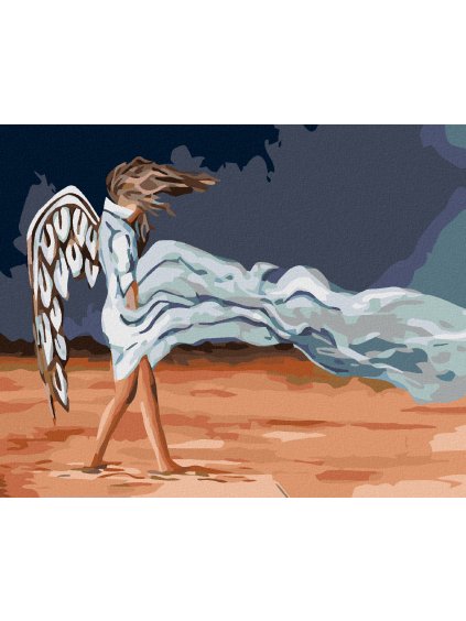 Diamantové maľovanie - ANJEL VO VETRE (Rámovanie bez rámu a bez vypnutia plátna, Rozmer 40x50 cm)