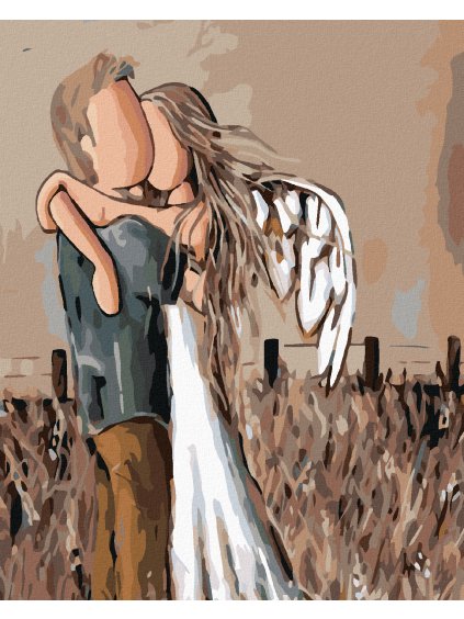 Diamantové maľovanie - ANJELSKÉ OBJATIE (Rámovanie bez rámu a bez vypnutia plátna, Rozmer 40x50 cm)