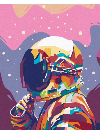 Diamantové maľovanie - ASTRONAUT V DÚHE (Rámovanie bez rámu a bez vypnutia plátna, Rozmer 40x50 cm)