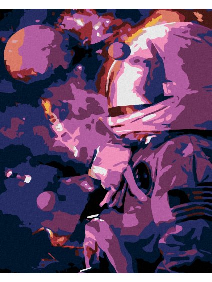 Diamantové maľovanie - ASTRONAUT VO HVIEZDACH (Rámovanie bez rámu a bez vypnutia plátna, Rozmer 40x50 cm)