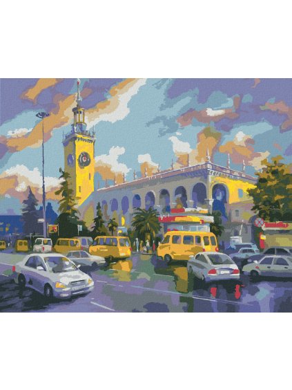 Diamantové maľovanie - AUTÁ V SOCHI (Rámovanie bez rámu a bez vypnutia plátna, Rozmer 40x50 cm)