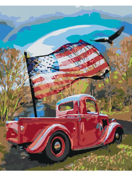 Diamantové maľovanie - AUTO S VLAKOM (Rámovanie bez rámu a bez vypnutia plátna, Rozmer 40x50 cm)