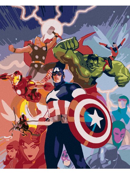 Diamantové maľovanie - KOMIKSY O POMSTITEĽOCH (Rámovanie bez rámu a bez vypnutia plátna, Rozmer 40x50 cm)