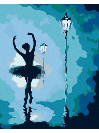 Diamantové maľovanie - BALETKA POD LAMPOU (Rámovanie bez rámu a bez vypnutia plátna, Rozmer 40x50 cm)