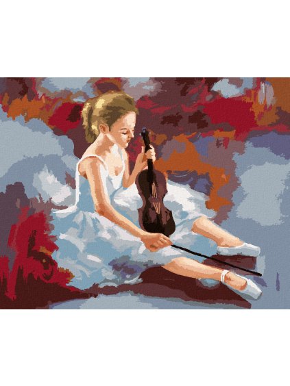 Diamantové maľovanie - BALETKA S HUSĽAMI (Rámovanie bez rámu a bez vypnutia plátna, Rozmer 40x50 cm)