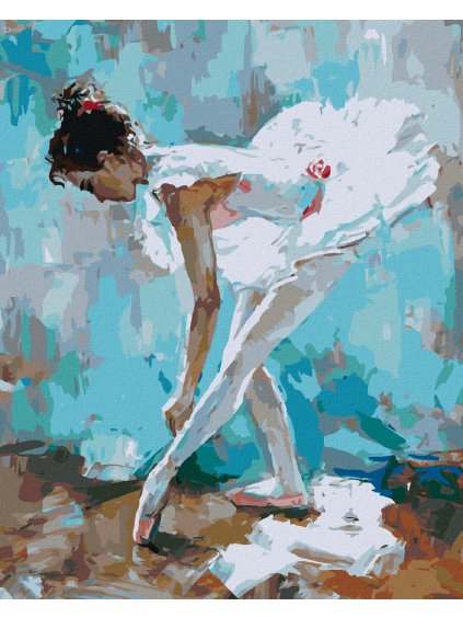 Diamantové maľovanie - BALETKA S MODRÝM POZADÍM (Rámovanie bez rámu a bez vypnutia plátna, Rozmer 40x50 cm)