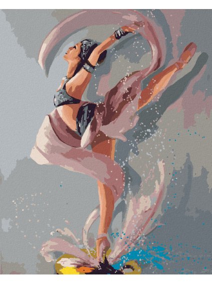 Diamantové maľovanie - BALETKA TANCUJÚCA NA PALETE FARIEB (Rámovanie bez rámu a bez vypnutia plátna, Rozmer 40x50 cm)