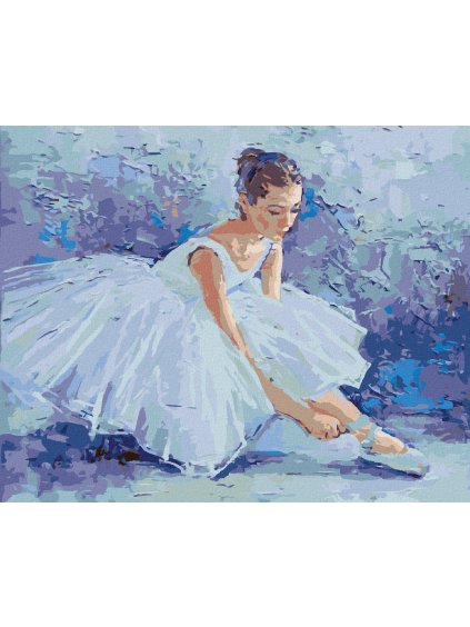 Diamantové maľovanie - BALETKA ZAVAZUJÚCA SI SVOJE BALETNÉ ŠPIČKY (Rámovanie bez rámu a bez vypnutia plátna, Rozmer 40x50 cm)