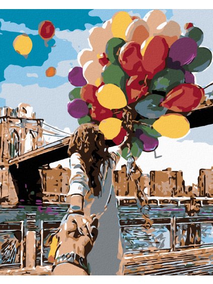 Diamantové maľovanie - ŠŤASTNÉ BALÓNY (Rámovanie bez rámu a bez vypnutia plátna, Rozmer 40x50 cm)