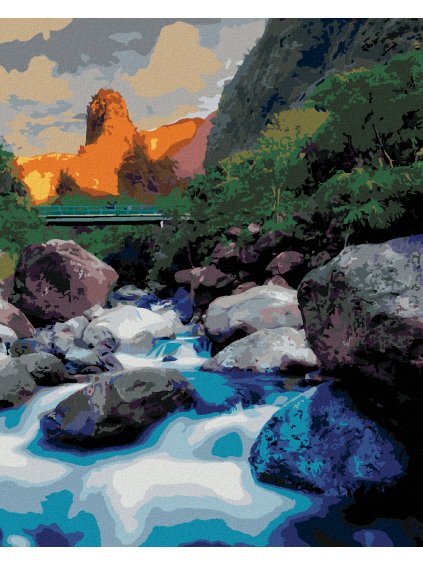 Diamantové maľovanie - BALVANY V POTÔČKU (DENNIS FRATES) (Rámovanie bez rámu a bez vypnutia plátna, Rozmer 40x50 cm)