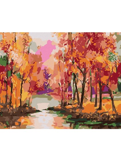 Diamantové maľovanie - FAREBNÁ ALEJA STROMOV (Rámovanie bez rámu a bez vypnutia plátna, Rozmer 40x50 cm)