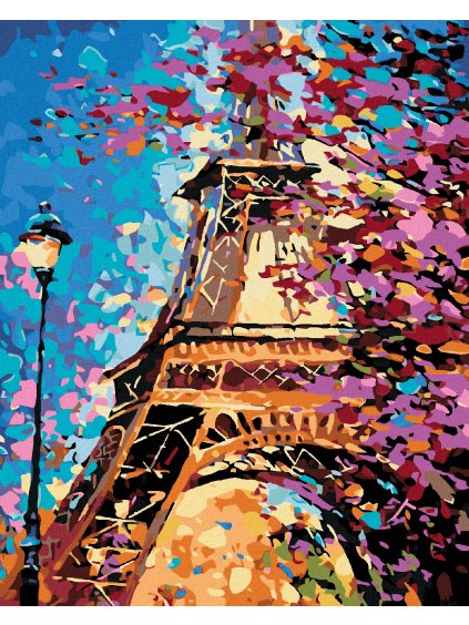 Diamantové maľovanie - FAREBNÁ EIFFELOVA VEŽA (Rámovanie bez rámu a bez vypnutia plátna, Rozmer 40x50 cm)