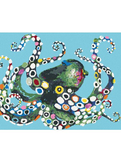 Diamantové maľovanie - FAREBNÁ CHOBOTNICA (Rámovanie bez rámu a bez vypnutia plátna, Rozmer 40x50 cm)