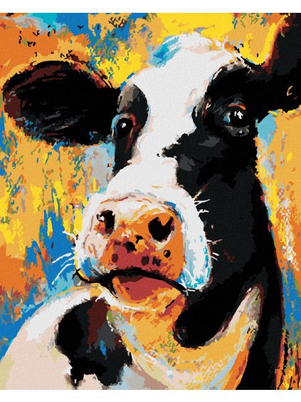 Diamantové maľovanie - FAREBNÁ KRAVA (Rámovanie bez rámu a bez vypnutia plátna, Rozmer 40x50 cm)