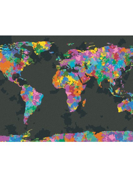 Diamantové maľovanie - FAREBNÁ MAPA SVETA (Rámovanie bez rámu a bez vypnutia plátna, Rozmer 40x50 cm)