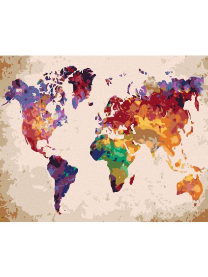 Diamantové maľovanie - FAREBNÁ MAPA SVETA (Rámovanie bez rámu a bez vypnutia plátna, Rozmer 40x50 cm)