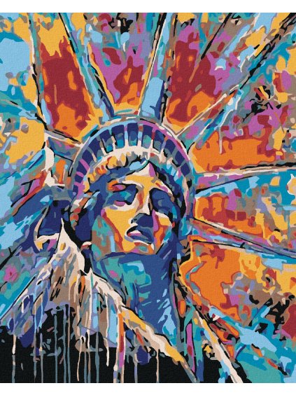 Diamantové maľovanie - FAREBNÁ SOCHA SLOBODY (Rámovanie bez rámu a bez vypnutia plátna, Rozmer 40x50 cm)