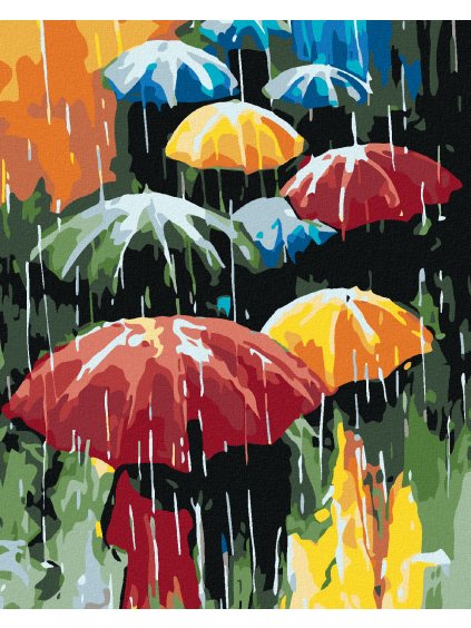 Diamantové maľovanie - FAREBNÉ DÁŽDNIKY (Rámovanie bez rámu a bez vypnutia plátna, Rozmer 40x50 cm)