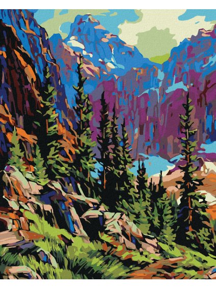 Diamantové maľovanie - FAREBNÉ HORY (Rámovanie bez rámu a bez vypnutia plátna, Rozmer 40x50 cm)