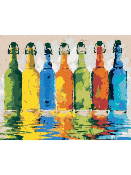 Diamantové maľovanie - FAREBNÉ FĽAŠE (Rámovanie bez rámu a bez vypnutia plátna, Rozmer 40x50 cm)