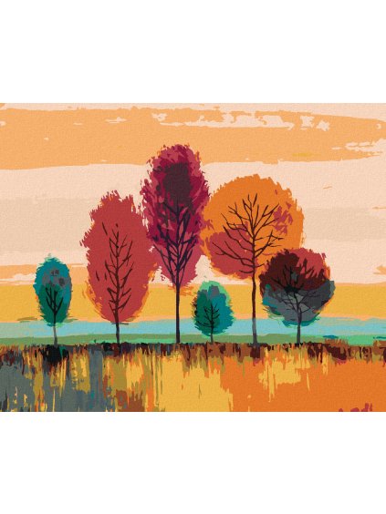 Diamantové maľovanie - FAREBNÉ STROMY (Rámovanie bez rámu a bez vypnutia plátna, Rozmer 40x50 cm)