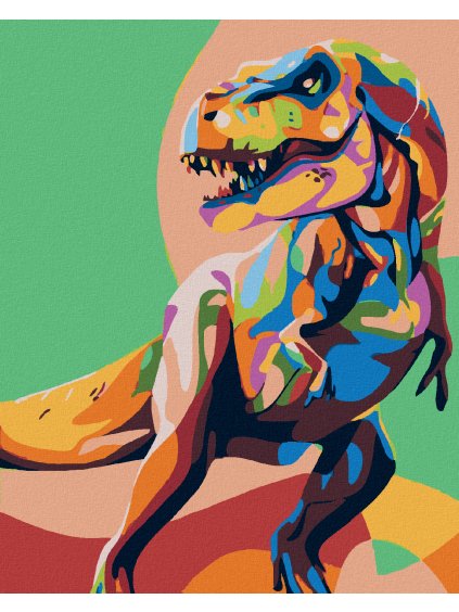 Diamantové maľovanie - FAREBNÝ DINOSAURUS (Rámovanie bez rámu a bez vypnutia plátna, Rozmer 40x50 cm)