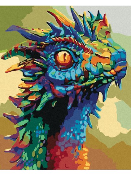 Diamantové maľovanie - FAREBNÝ DRAK (Rámovanie bez rámu a bez vypnutia plátna, Rozmer 40x50 cm)
