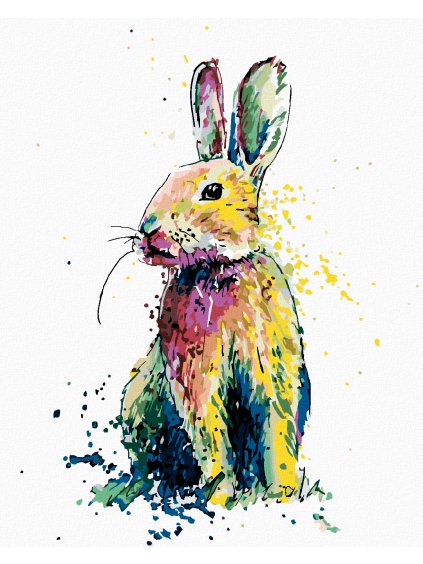 Diamantové maľovanie - FAREBNÝ KRÁLIK (Rámovanie bez rámu a bez vypnutia plátna, Rozmer 40x50 cm)