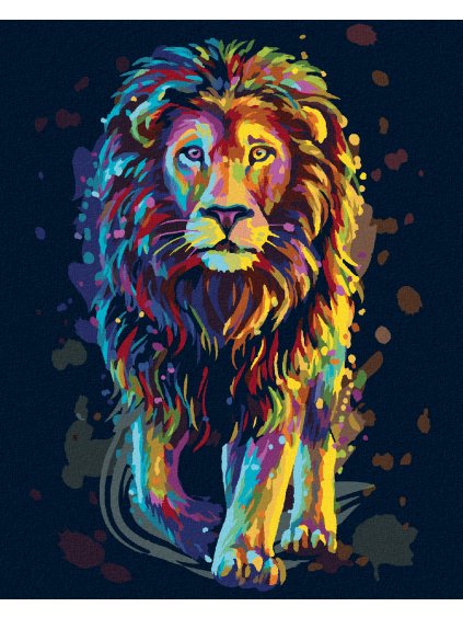 Diamantové maľovanie - FAREBNÝ PORTRÉT LEVA (Rámovanie bez rámu a bez vypnutia plátna, Rozmer 40x50 cm)