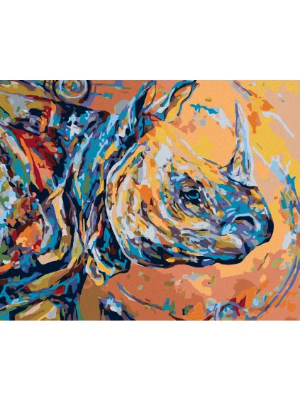 Diamantové maľovanie - FAREBNÝ NOSOROŽEC (Rámovanie bez rámu a bez vypnutia plátna, Rozmer 40x50 cm)