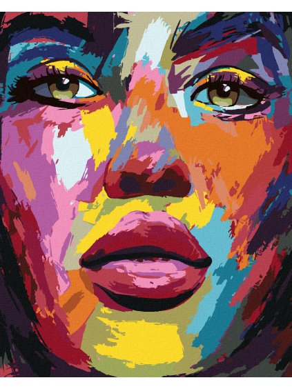 Diamantové maľovanie - FAREBNÁ TVÁR ŽENY (Rámovanie bez rámu a bez vypnutia plátna, Rozmer 40x50 cm)