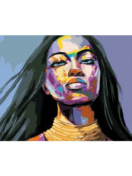 Diamantové maľovanie - FAREBNÝ PORTRÉT ŽENY VYJADRUJÚCI EMÓCIE (Rámovanie bez rámu a bez vypnutia plátna, Rozmer 40x50 cm)