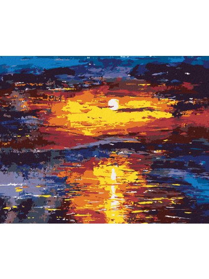 Diamantové maľovanie - FAREBNÝ ZÁPAD SLNKA (Rámovanie bez rámu a bez vypnutia plátna, Rozmer 40x50 cm)
