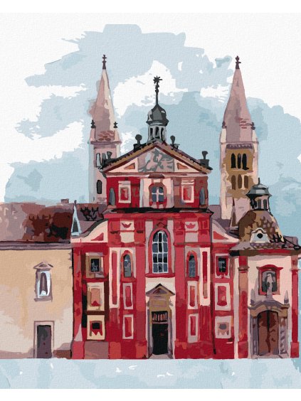 Diamantové maľovanie - BAZILIKA SVÄTÉHO JIŘÍ PRAHA (Rámovanie bez rámu a bez vypnutia plátna, Rozmer 40x50 cm)