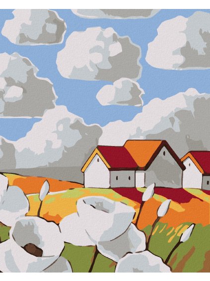 Diamantové maľovanie - BELAVÉ KVETY NA LÚKE (Rámovanie bez rámu a bez vypnutia plátna, Rozmer 40x50 cm)