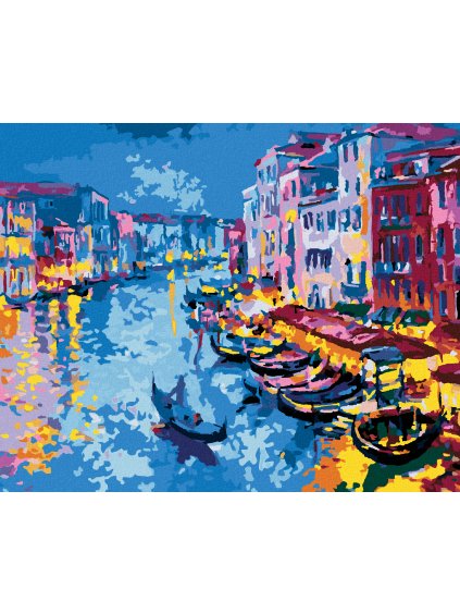 Diamantové maľovanie - BENÁTKY S GONDOLAMI V IMPRESIONIZME (Rámovanie bez rámu a bez vypnutia plátna, Rozmer 40x50 cm)