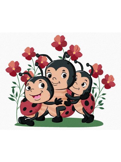 Diamantové maľovanie - LIENKA A JEJ RODINA (Rámovanie bez rámu a bez vypnutia plátna, Rozmer 40x50 cm)