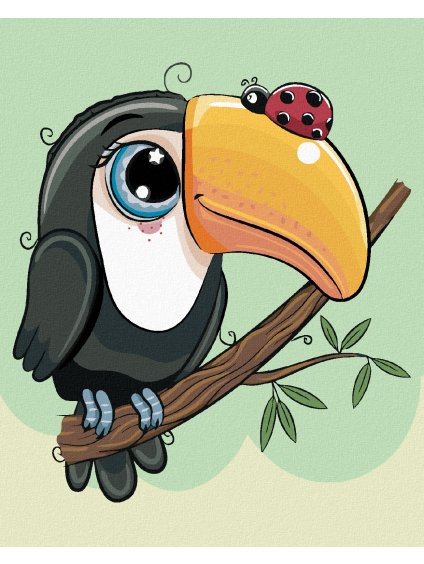 Diamantové maľovanie - LIENKA A TUKAN (Rámovanie bez rámu a bez vypnutia plátna, Rozmer 40x50 cm)