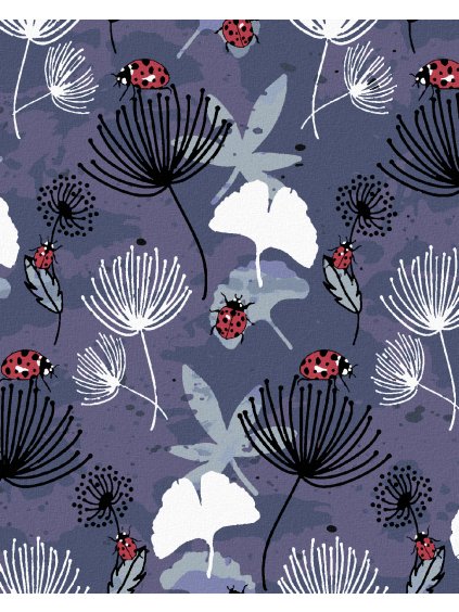 Diamantové maľovanie - LIENKY MEDZI LÍSTKAMI (Rámovanie bez rámu a bez vypnutia plátna, Rozmer 40x50 cm)