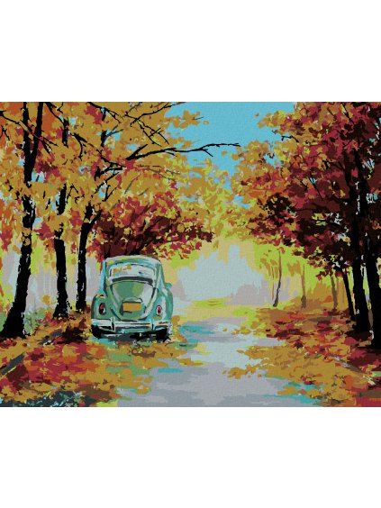 Diamantové maľovanie - CHROBÁK NA LESNEJ CESTE (Rámovanie bez rámu a bez vypnutia plátna, Rozmer 40x50 cm)