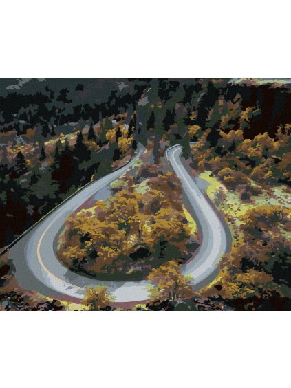 Diamantové maľovanie - CESTA V PRÍRODE NA JESEŇ (DENNIS FRATES) (Rámovanie bez rámu a bez vypnutia plátna, Rozmer 40x50 cm)