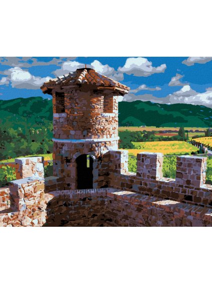 Diamantové maľovanie - TEHLOVÁ PEVNOSŤ A HORY (DENNIS FRATES) (Rámovanie bez rámu a bez vypnutia plátna, Rozmer 40x50 cm)