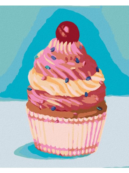 Diamantové maľovanie - CUPCAKE S RUŽOVÝM KRÉMOM (MYROSLAVA VOLOSCHUK) (Rámovanie bez rámu a bez vypnutia plátna, Rozmer 40x50 cm)
